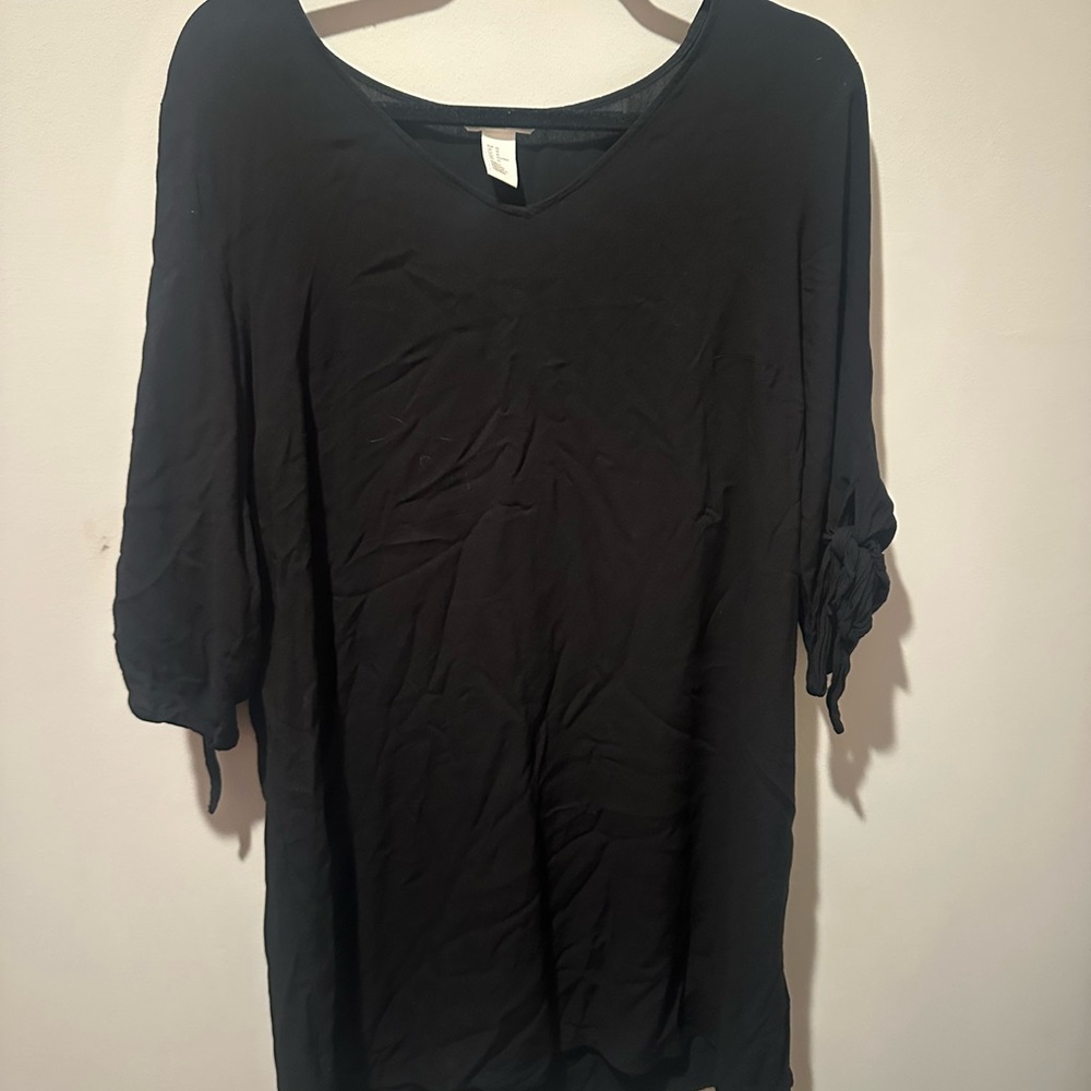 H&M Black Long Sleeve V-Neck Dress
